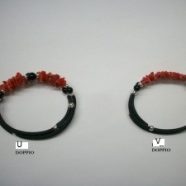 Bracciale caucciu’ con doppio filo corallo