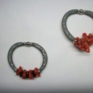 Bracciale con retina e centrale corallo