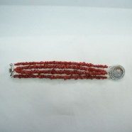 Bracciale corallo cips e chiusura cammeo con zirconi