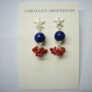 Orecchino con stellina argento, corallo e lapis