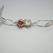 Bracciale argento con perla e corallo