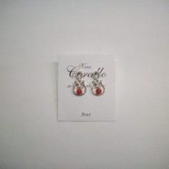 Orecchino fiocco argento con strass e pallino corallo