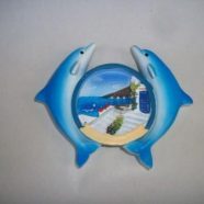Magnete doppio delfino con casa bianca