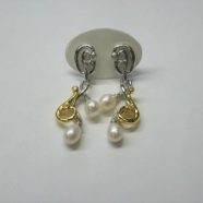 Orecchino argento bianco/dorato con perle